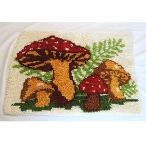 Mushroom Forest Vintage 1970's Latch Hook